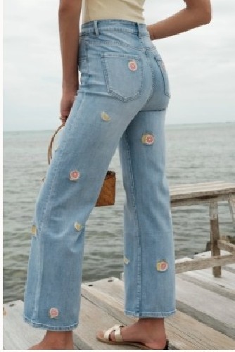 Jean brodé agrumes femme denim tendance | C pour Elle