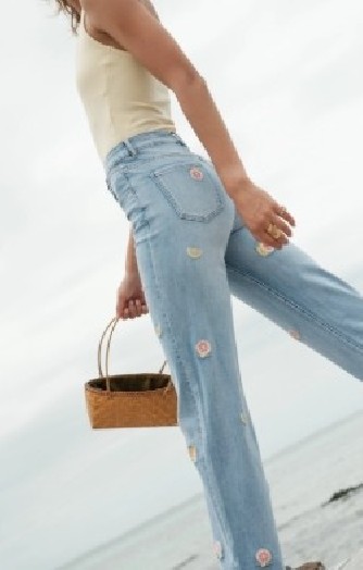 Jean brodé agrumes femme denim tendance | C pour Elle