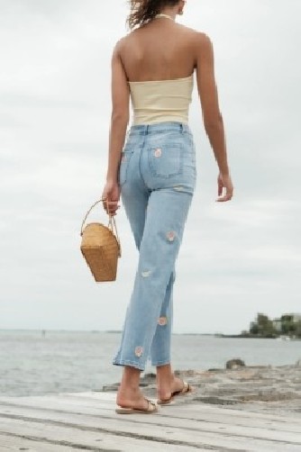 Jean brodé agrumes femme denim tendance | C pour Elle