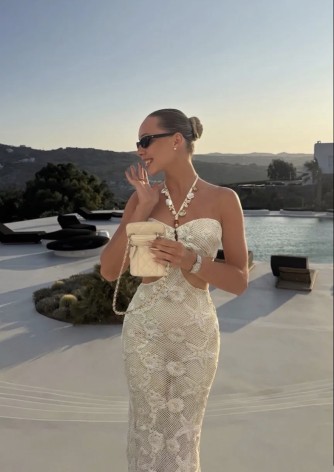 Robe longue crochet blanc femme | Motif étoile de mer chic