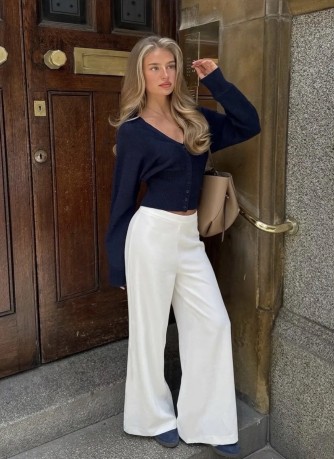 Pantalon blanc fluide femme | Coupe large chic et confortable