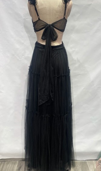 Robe longue noire en tulle dos nu | Robe de cérémonie élégante – C pour Elle