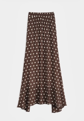 Jupe longue chocolat à pois écrus | Jupe fluide femme élégante – C pour Elle
