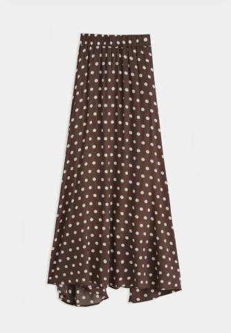 Jupe longue chocolat à pois écrus | Jupe fluide femme élégante – C pour Elle