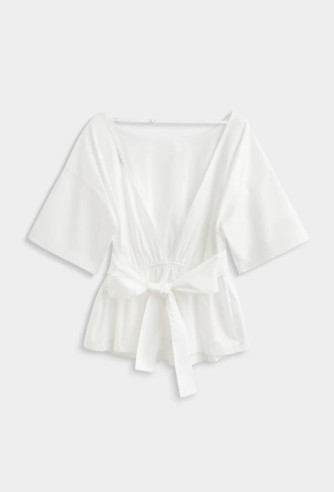 Blouse blanche dos nu à nouer | Haut femme chic et élégant – C pour Elle