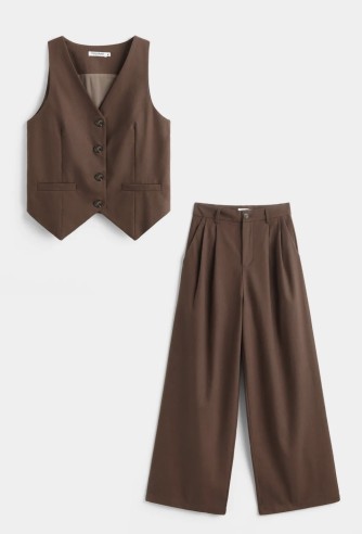 Ensemble chocolat gilet & pantalon tailleur | Ensemble femme élégant – C pour Elle