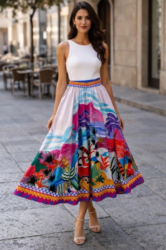 Jupe longue colorée 100% coton femme | C pour Elle