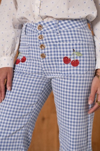 Jean vichy cerise femme tendance été | C pour Elle